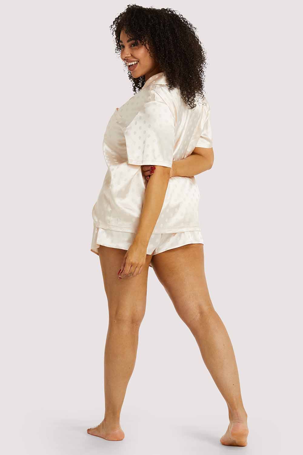 Champagne Spot Satin Pyjama Set - Image 4
