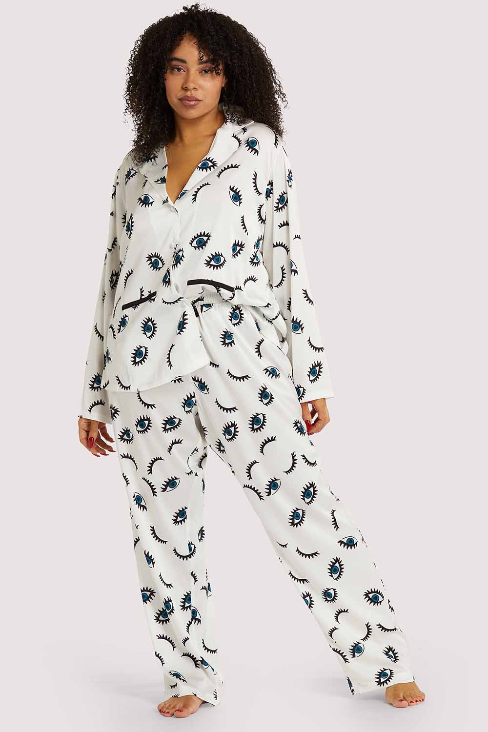 Winking Eye Print Satin Pyjama Set - Image 4