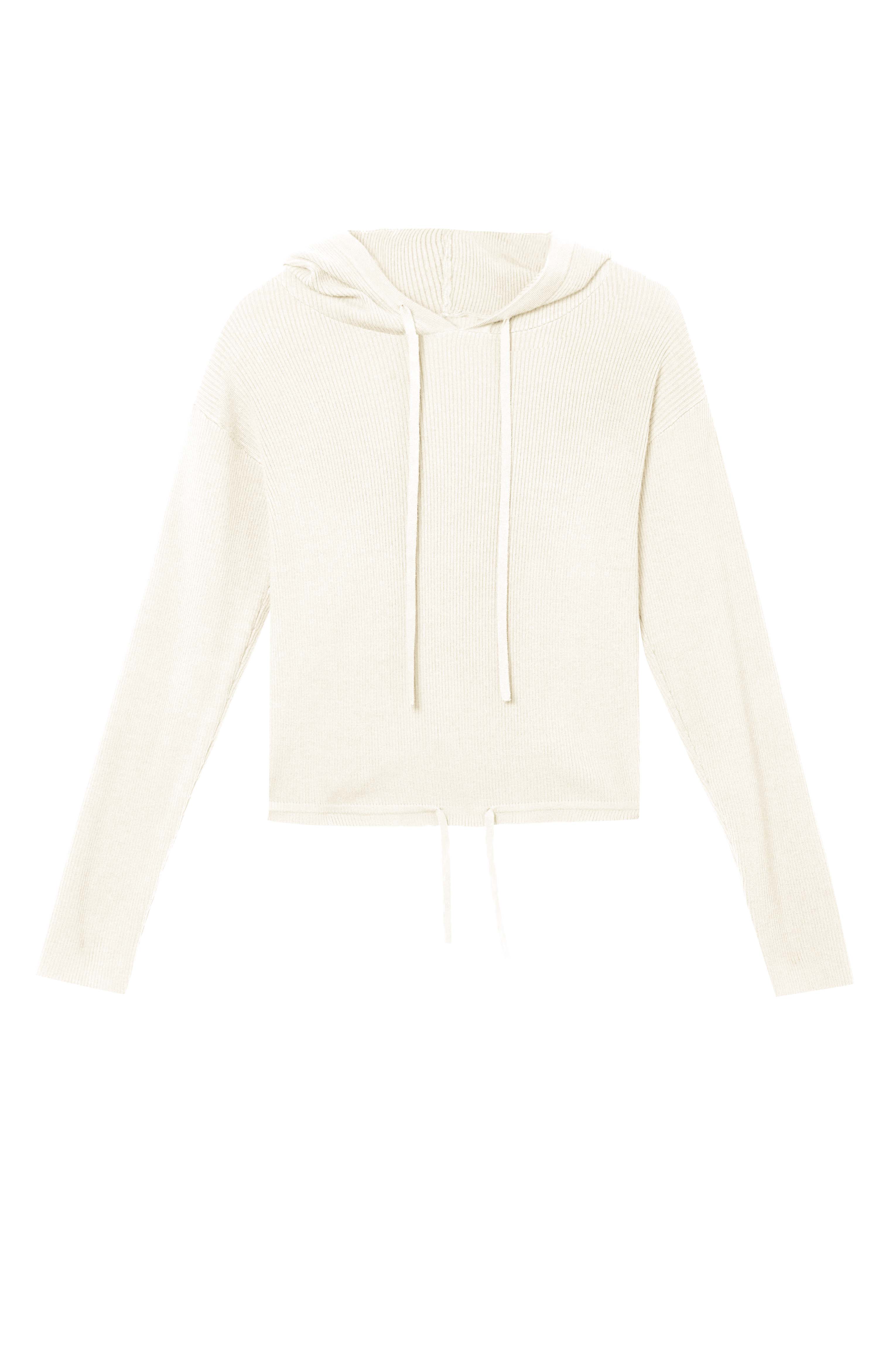 Lounge Ivory Knitted Rib Cropped Hoodie - Image 5