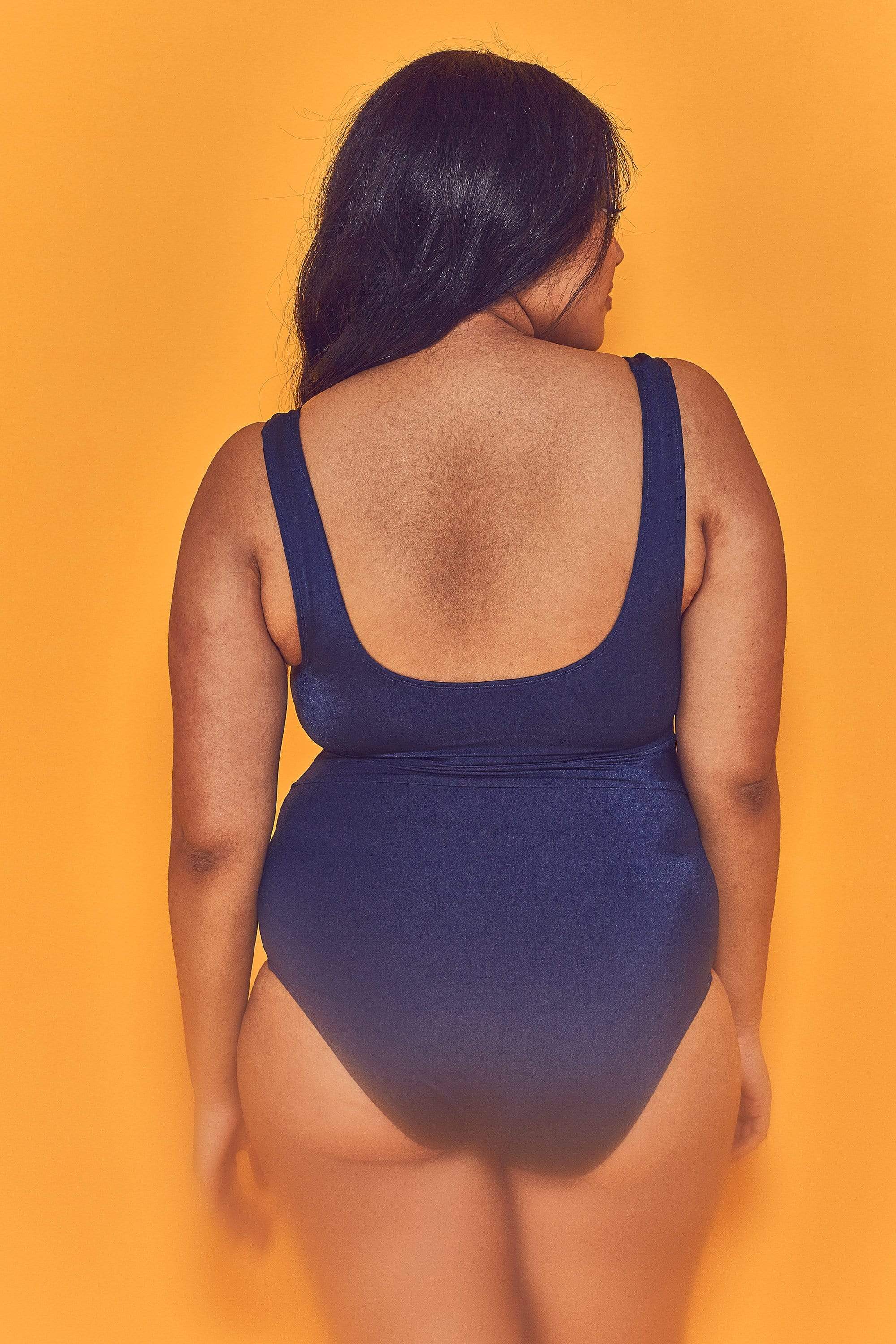Navy Belted Plunge Swimsuit Curve - Image 3