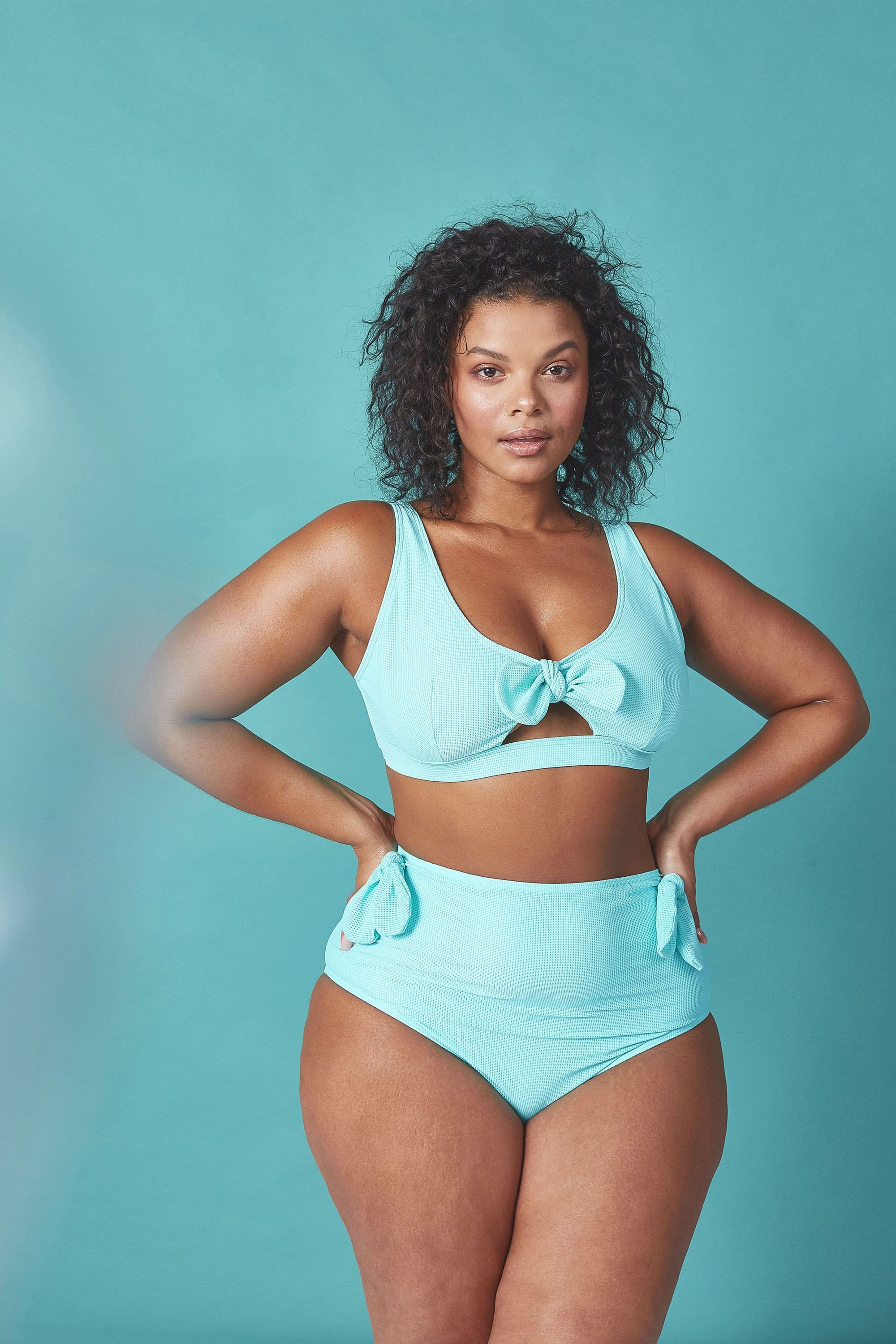 Wolf & Whistle Bunny tie high waist brief mint Curve - Image 2