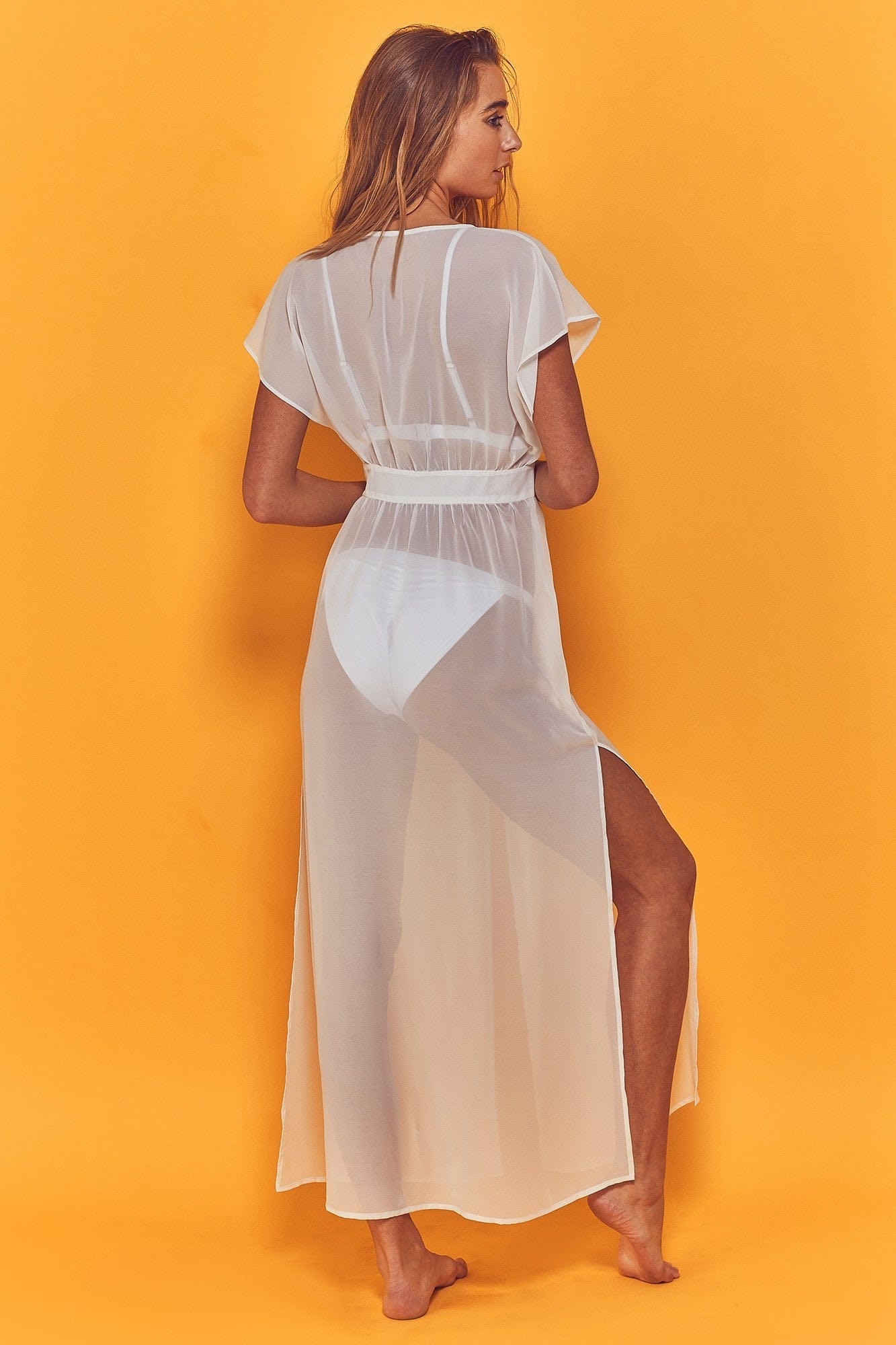 Wolf & Whistle Zahida Open Front Maxi Beach Dress White - Image 3
