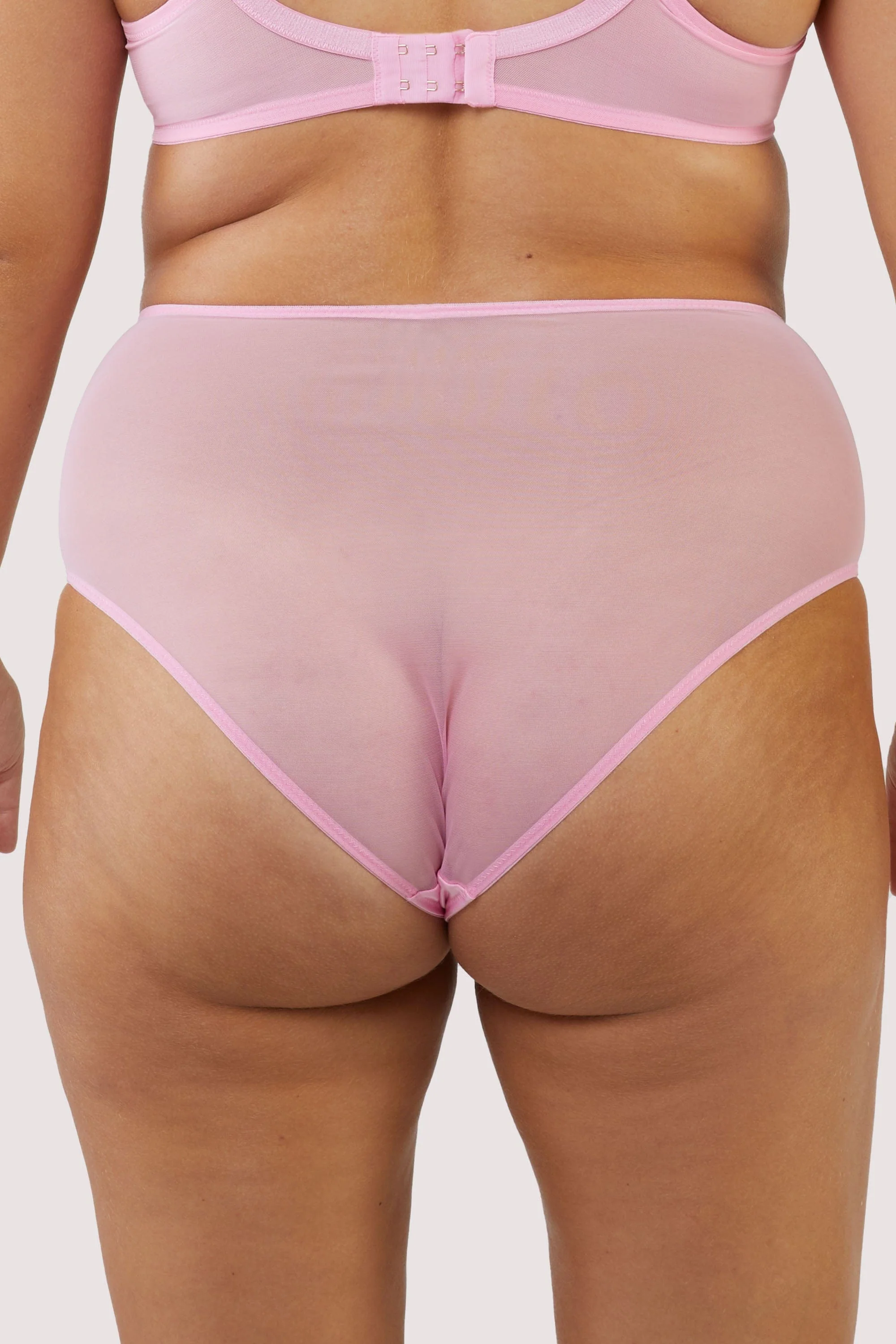 Ziggy Pink Lace and Spotted Mesh High Waisted Brief - Image 5